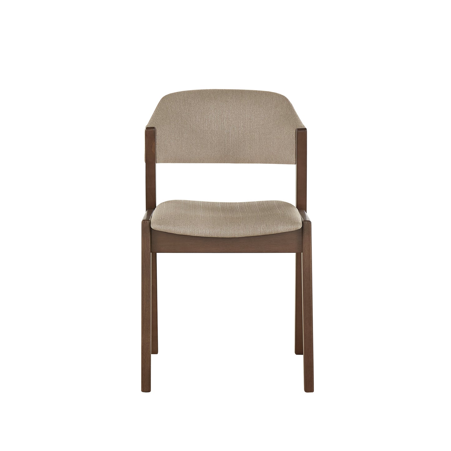 Modern Scandinavian Wood Finish Dining Chair (Set of 2) - Beige Fabric, Walnut Veneer