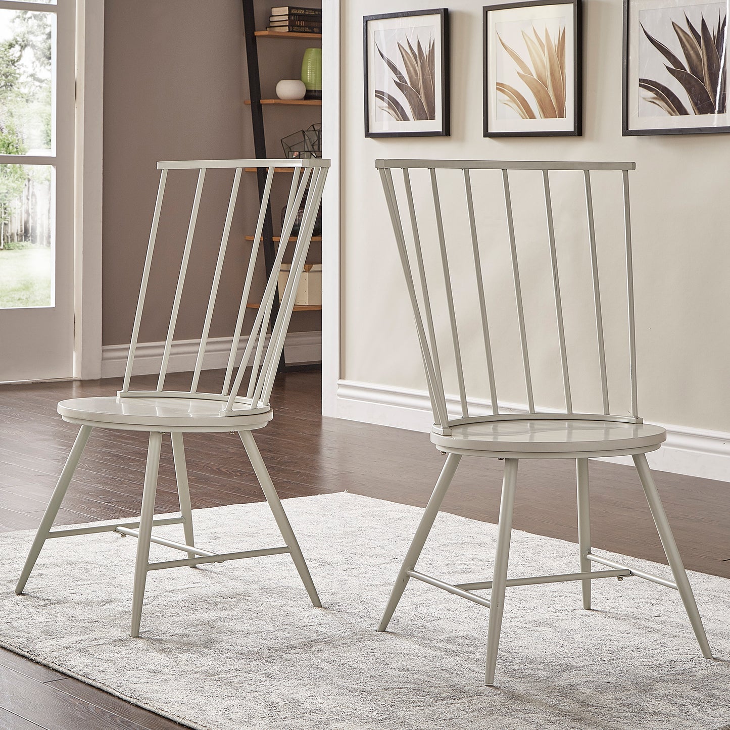 High Back Windsor Classic Dining Chairs (Set of 2) - Silver Birch