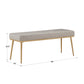 Gold Finish Fabric Dining Bench - Light Gray