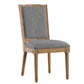 Ornate Linen and Wood Dining Chairs (Set of 2) - Gray Linen, Natural Finish