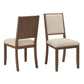 Wood Finish Cream Boucle Fabric Dining Chair (Set of 2) - Walnut