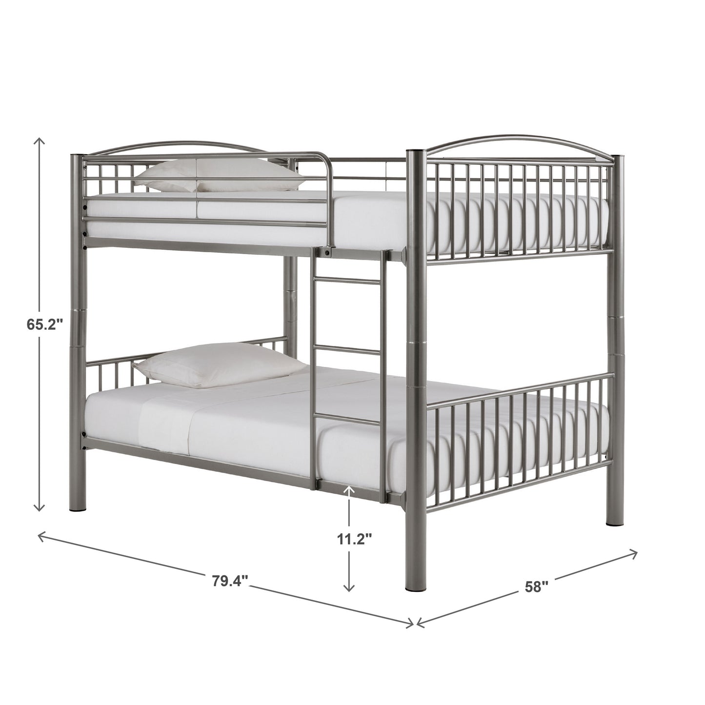 VersaFlex Metal Bunk Bed - Gray, Convertible Full over Full