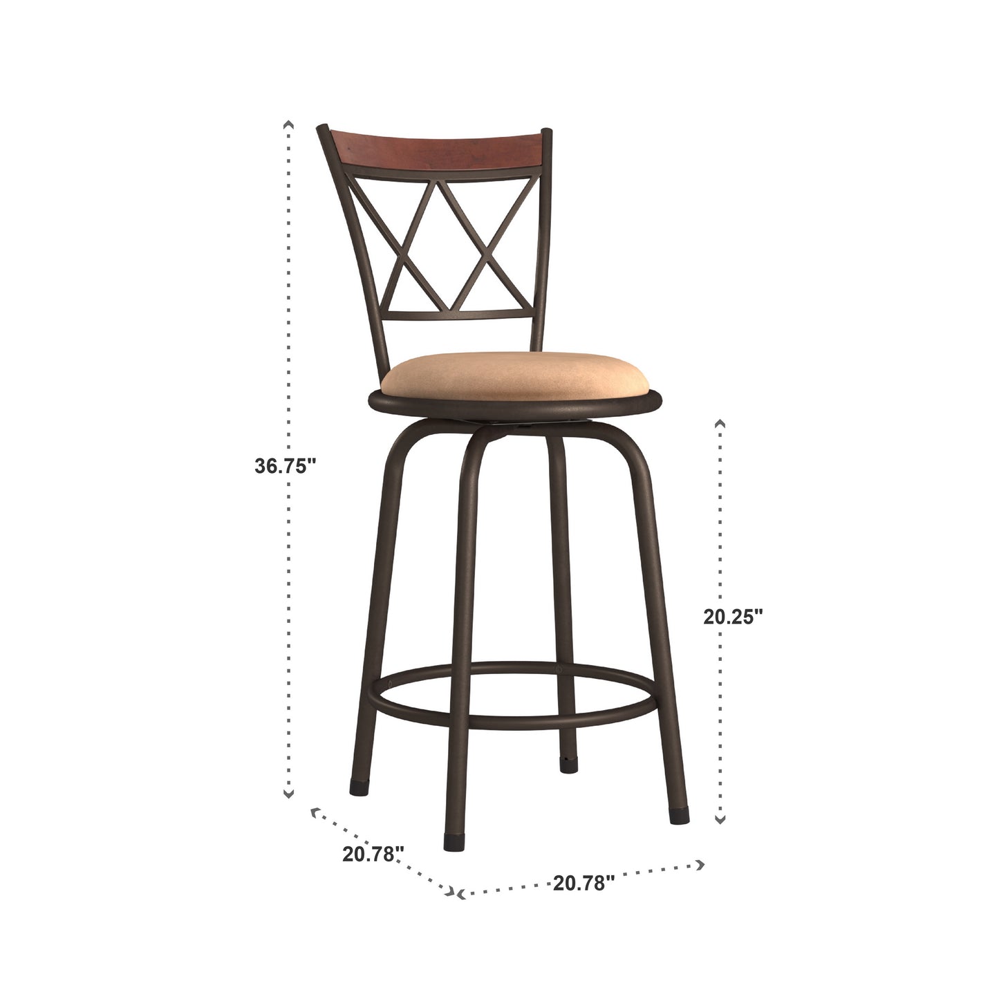 Double X-Back Wood Trim 3-Pack Adjustable Stools - Bronze Finish