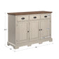 Wood Cabinet Buffet Server - Oak Top with Antique White Base