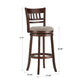 Lattice Back 29"H Swivel Bar Stool - Dark Charry Finish, Gray Linan