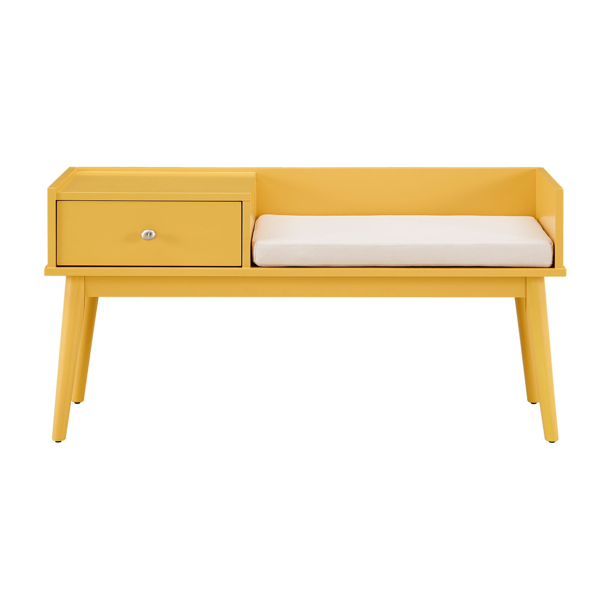 Yellow bench with deals storage