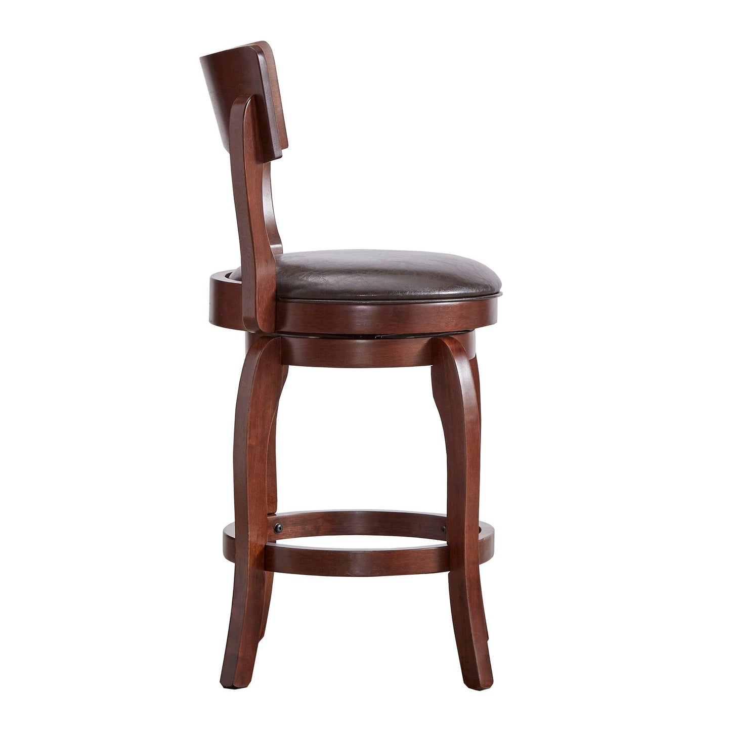 Swivel 24-inch Brown Counter Height Barstool - Brown Faux Leather