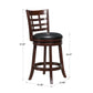 Window Back 24"H Swivel Counter Height Stool - Dark Cherry Finish, Black Faux Leather