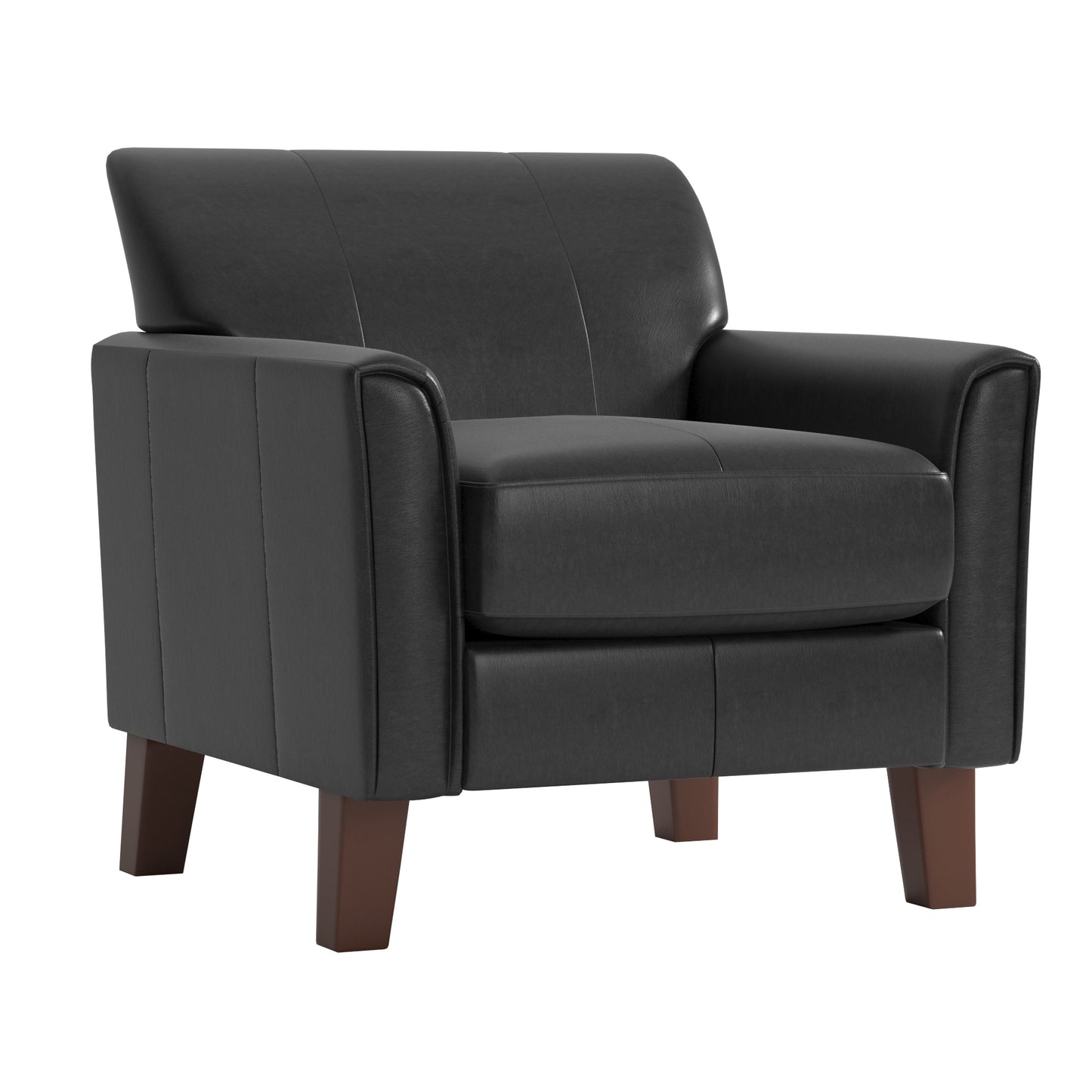 Modern Accent Chair - Dark Brown Faux Leather