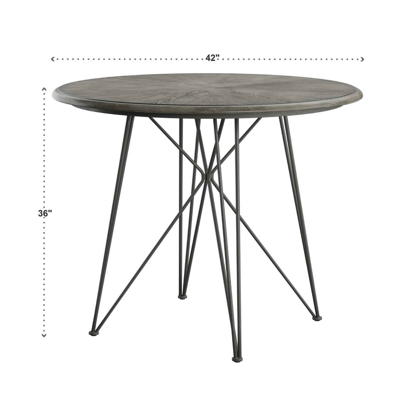 Round Iron and Gray Finish Dining Table - Counter Height Table