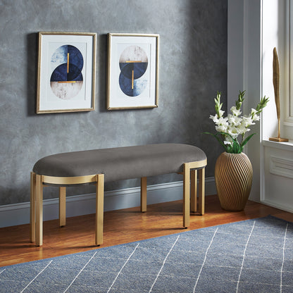 Upholstered Bench - Gray Velvet