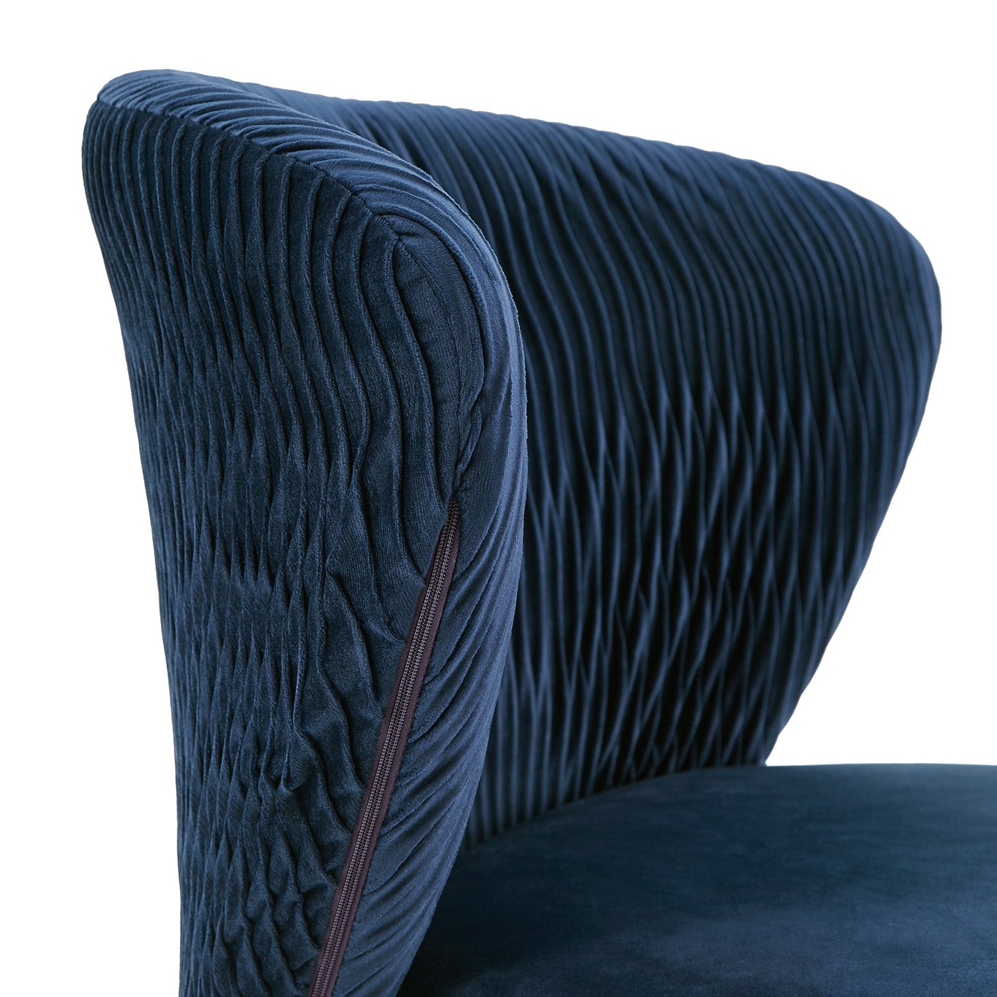 Curved Back Velvet Wave Pattern Office Chair - Navy Blue