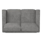 Modern Fabric Upholstered Square Arm Sofa - Loveseat, Gray Woven Fabric