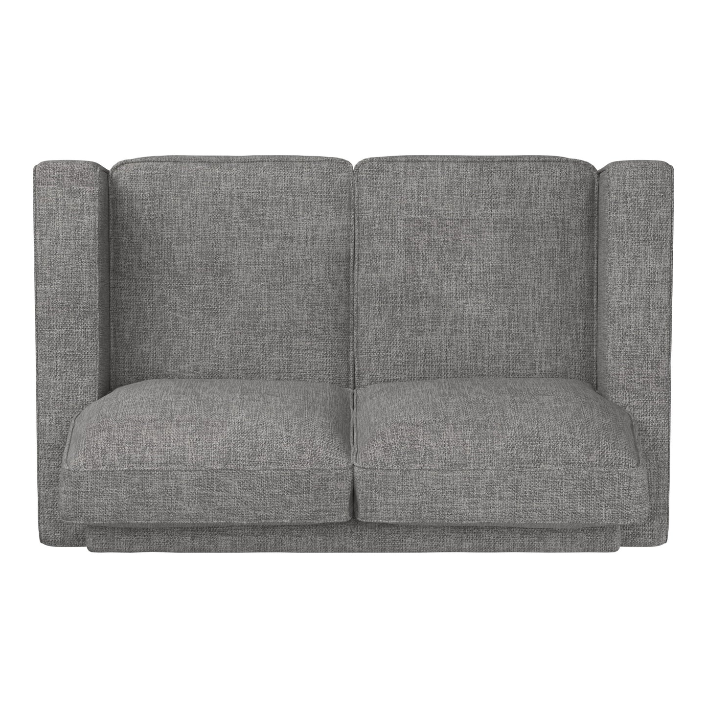 Modern Fabric Upholstered Square Arm Sofa - Loveseat, Gray Woven Fabric