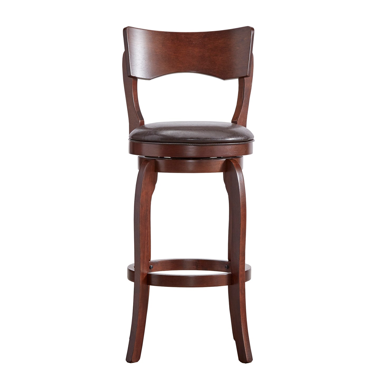 29-Inch High Back Swivel Bar Stool - Brown Faux Leather