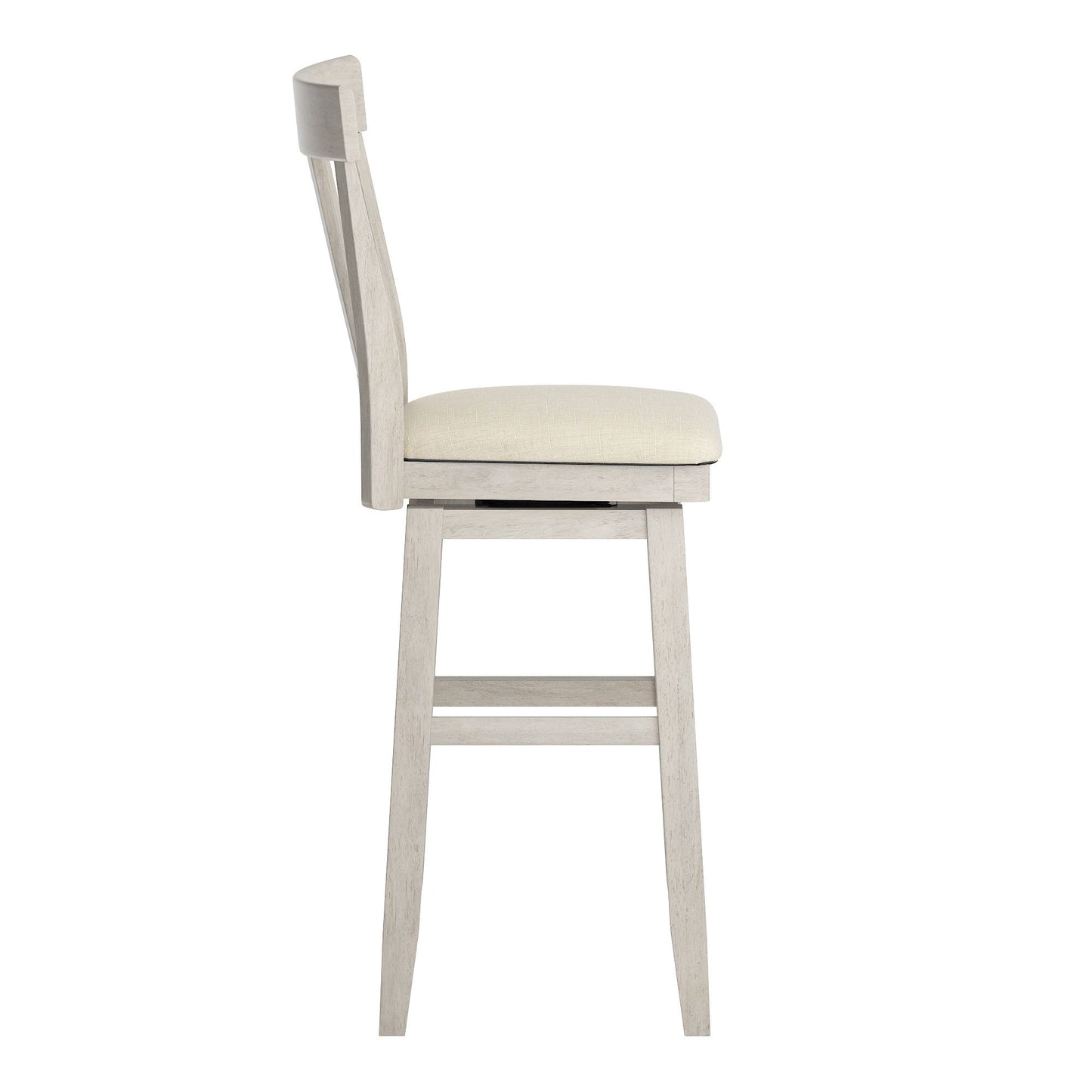 Panel Back Wood Swivel Bar Stool - Antique White Finish