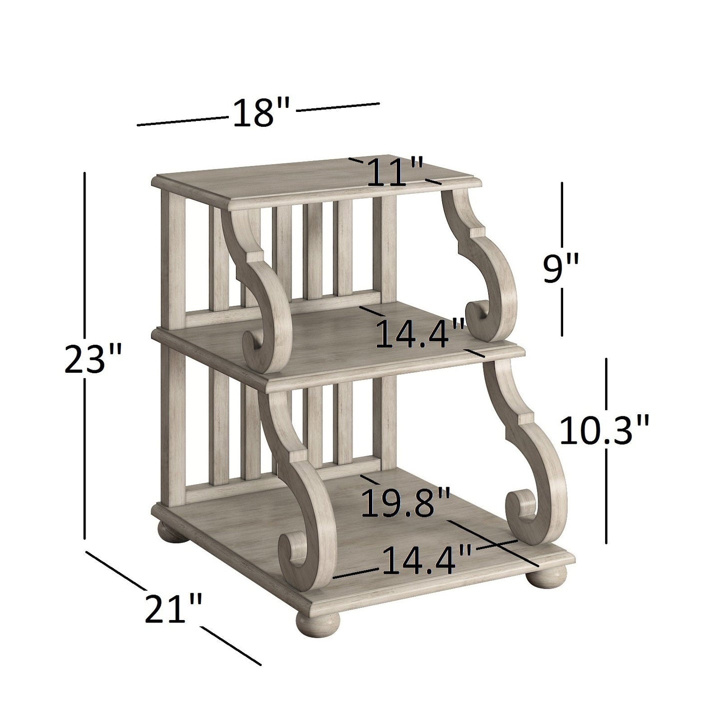 Scroll End Table - Antique White