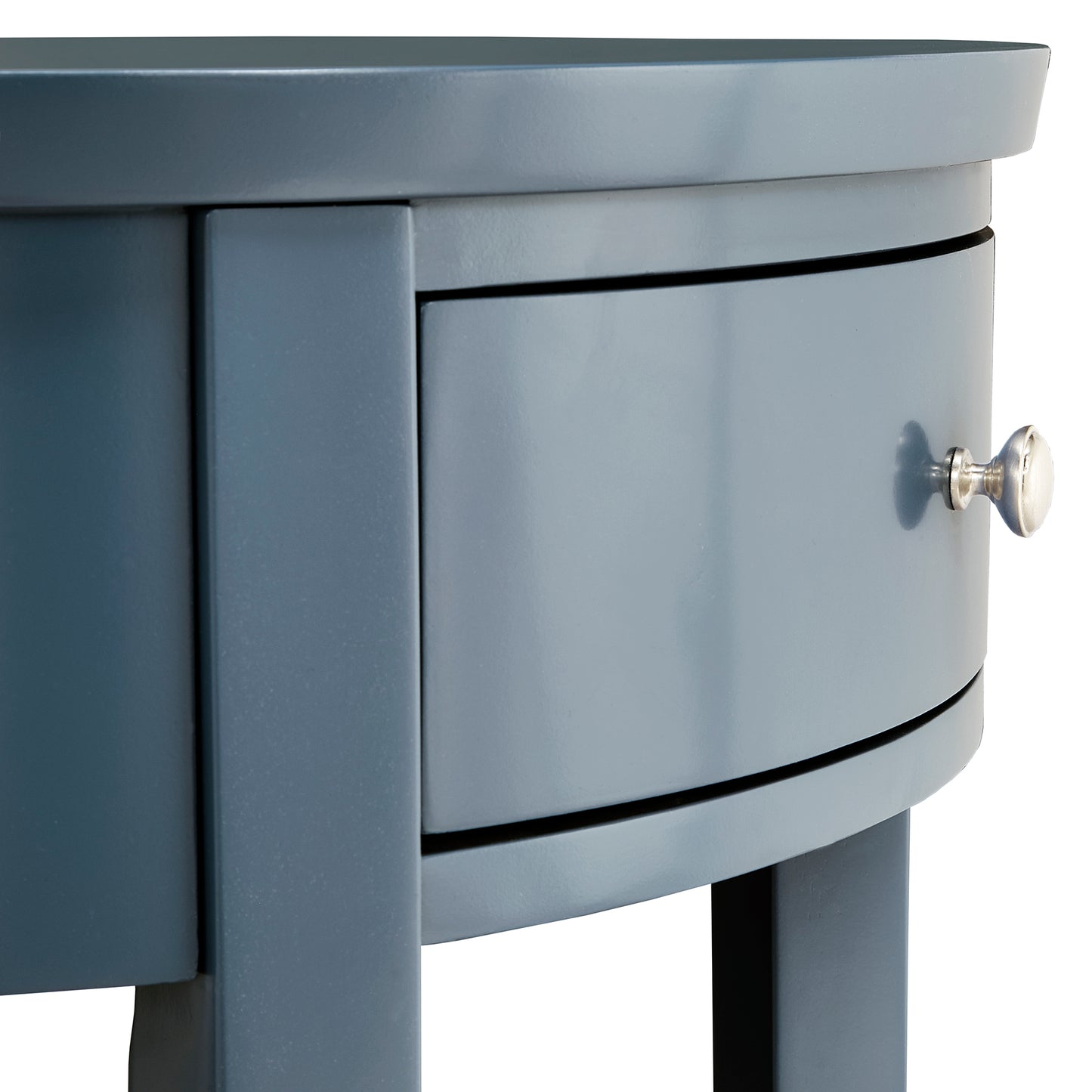 1-Drawer Oval End Table - Blue Steel