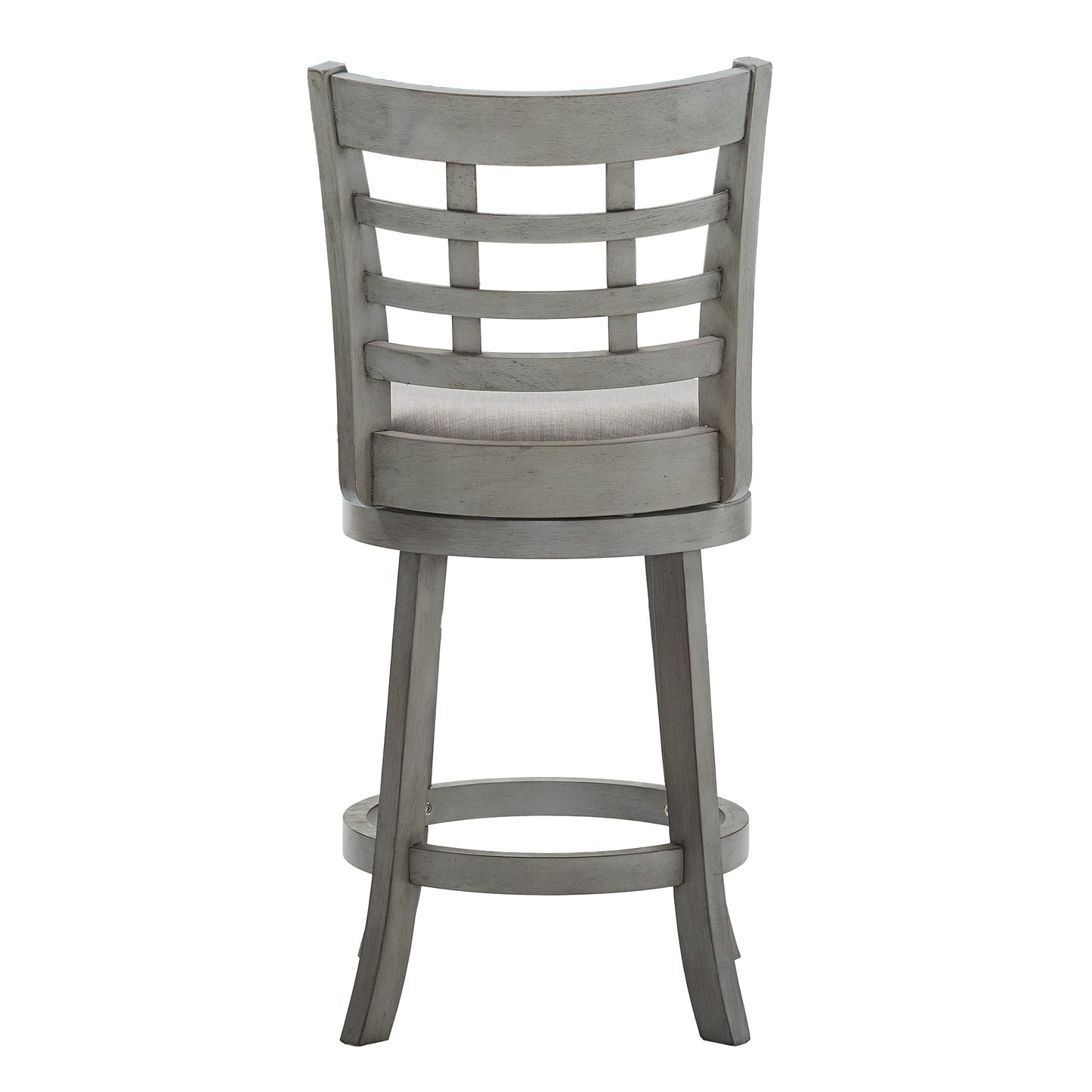 Window Back 24"H Swivel Counter Height Stool - Antique Gray Finish, Gray Linen