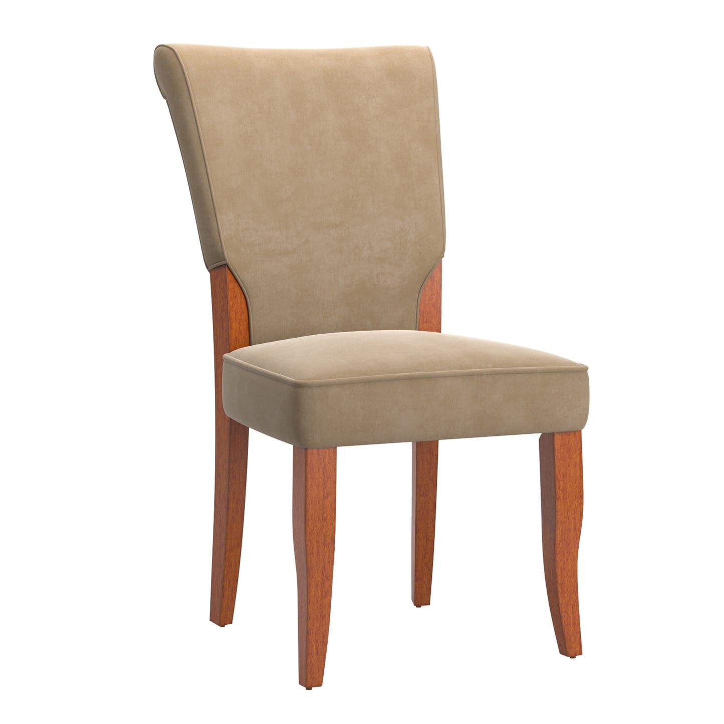 Velvet Upholstered Parsons Dining Chairs (Set of 2) - Cherry Finish, Peat Velvet