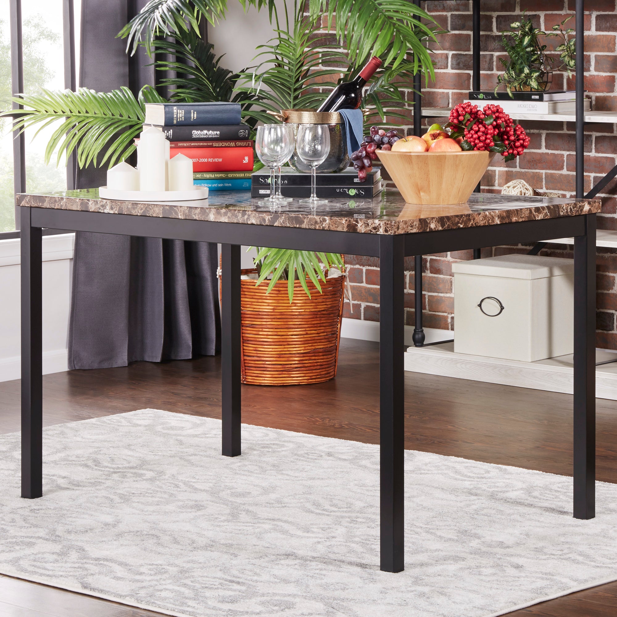 Faux marble discount top dining table