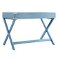 X-Base Wood Accent Campaign Writing Desk - Blue