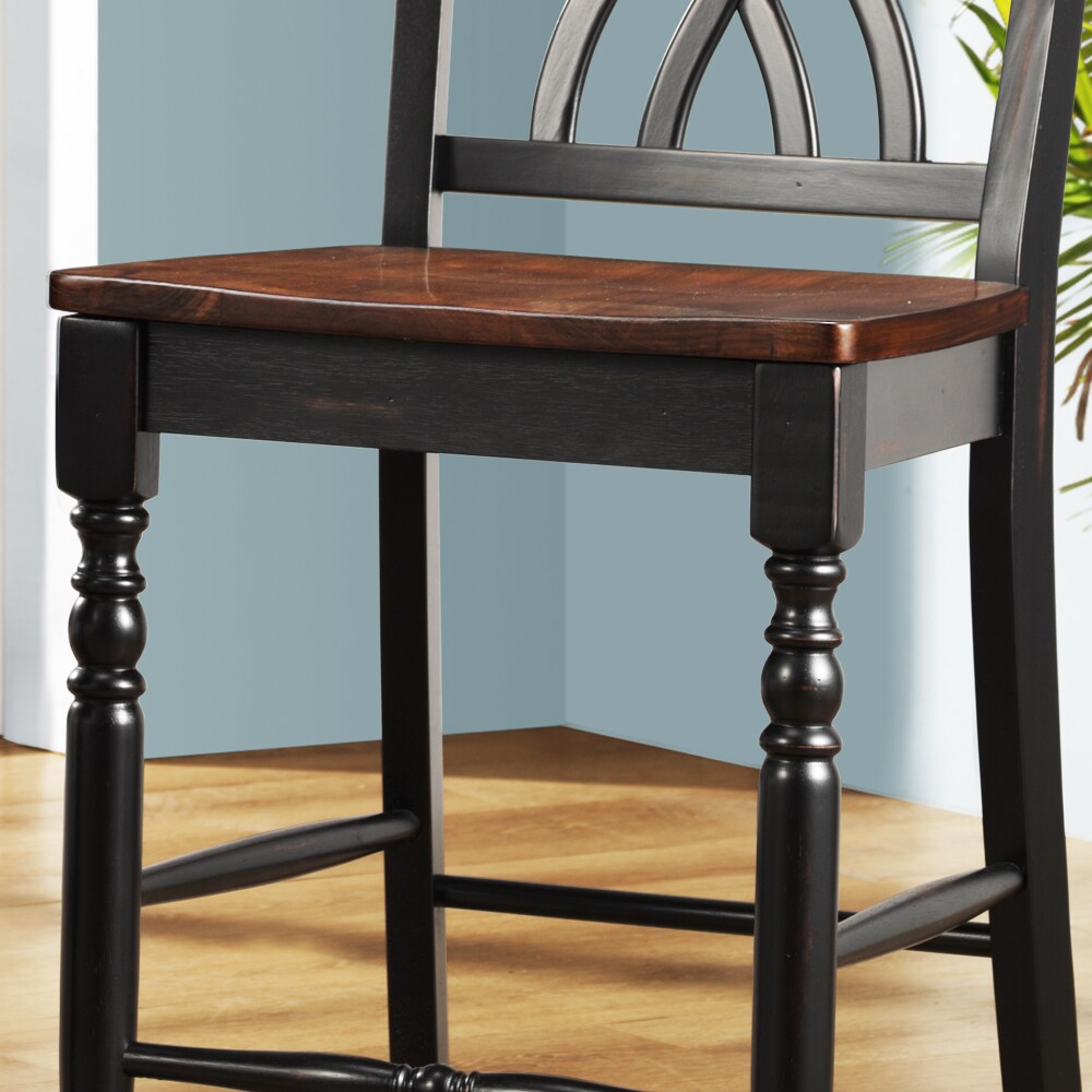 Two-Tone Counter Height Chairs (Set of 2) - Antique Black, Scroll Back