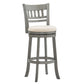 Lattice Back 29"H Swivel Bar Stool - Antiqua Gray Finish, Baiga Linan