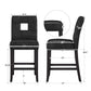 Keyhole Counter Height High Back Stools (Set of 2) - Black Faux Leather