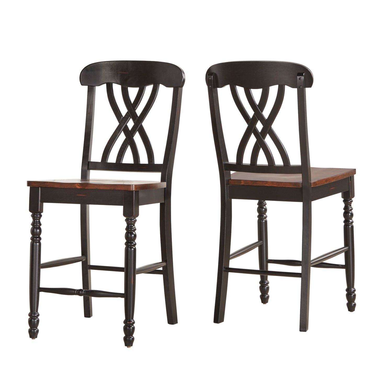 Two-Tone Counter Height Chairs (Set of 2) - Antique Black, Scroll Back