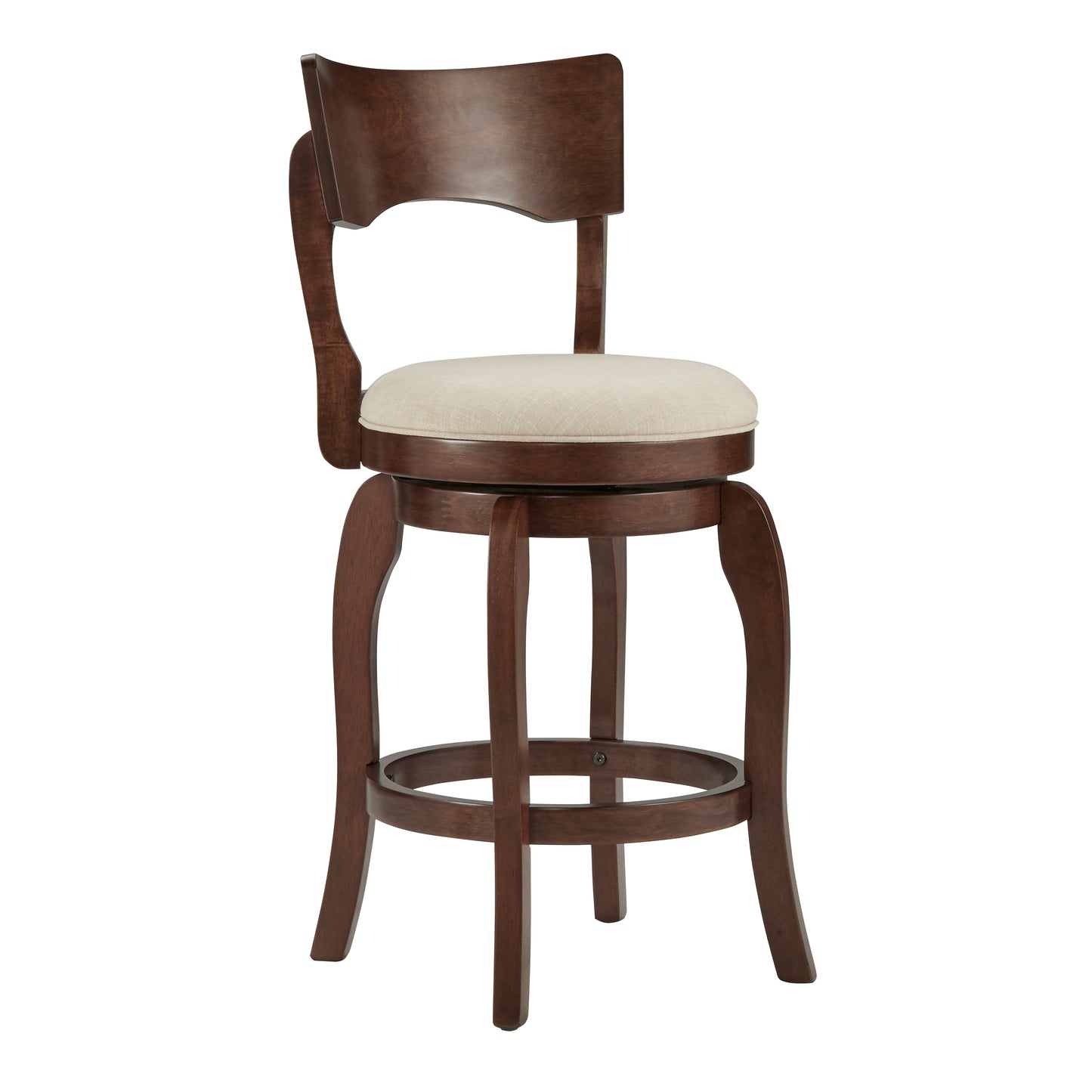 Swivel 24-inch Brown Counter Height Barstool - Beige Linen