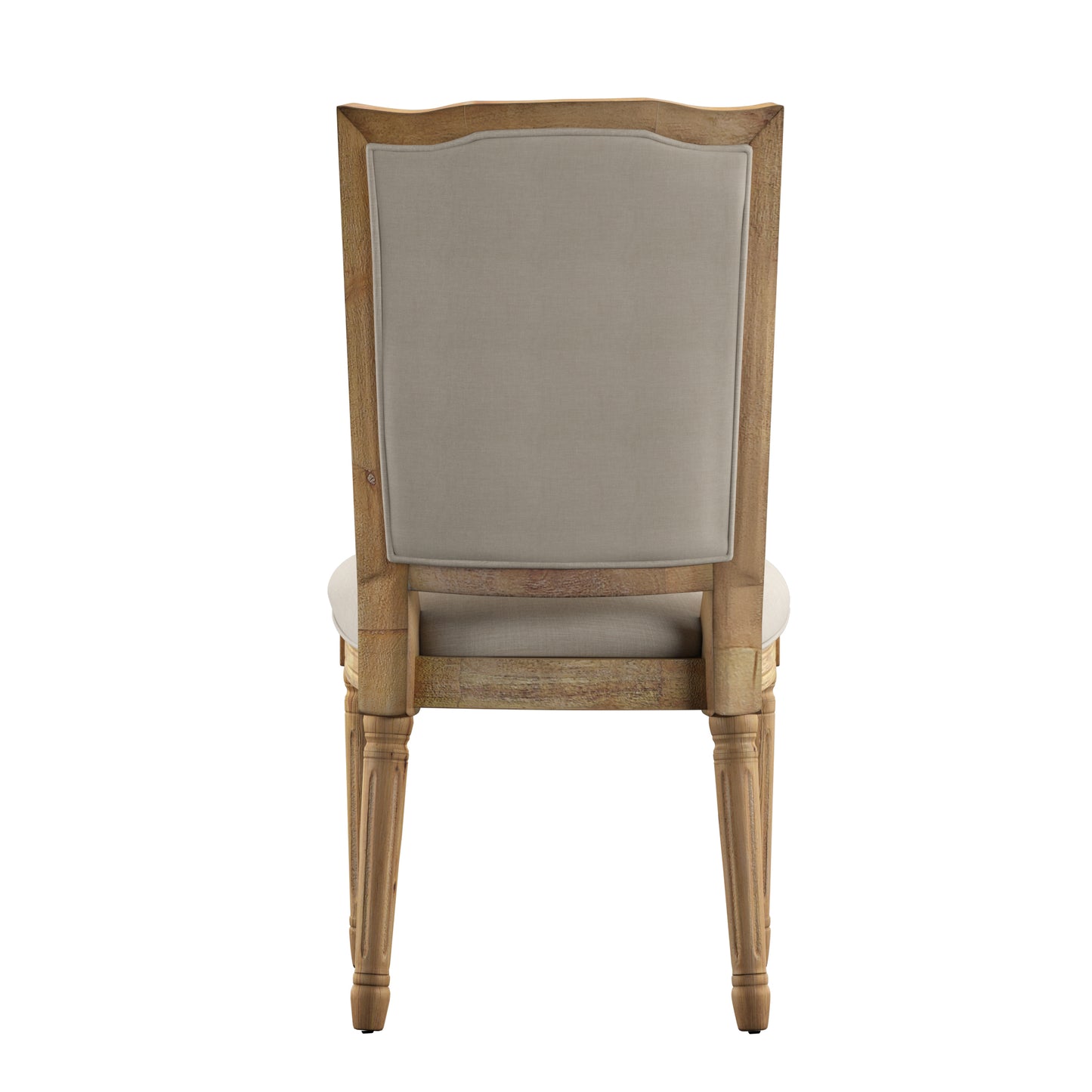 Round 5-Piece Dining Set - Beige Linen, Ornate Chair Backs