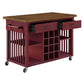 Two-Tone Kitchen Island with Wine Rack - Oak Top with Antique Berry Base