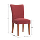 Upholstered Parsons Dining Chairs (Set of 2) - Cherry Finish, Red Microfiber