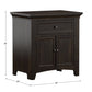 1-Drawer Wood Cupboard Nightstand with Charging Station - Black