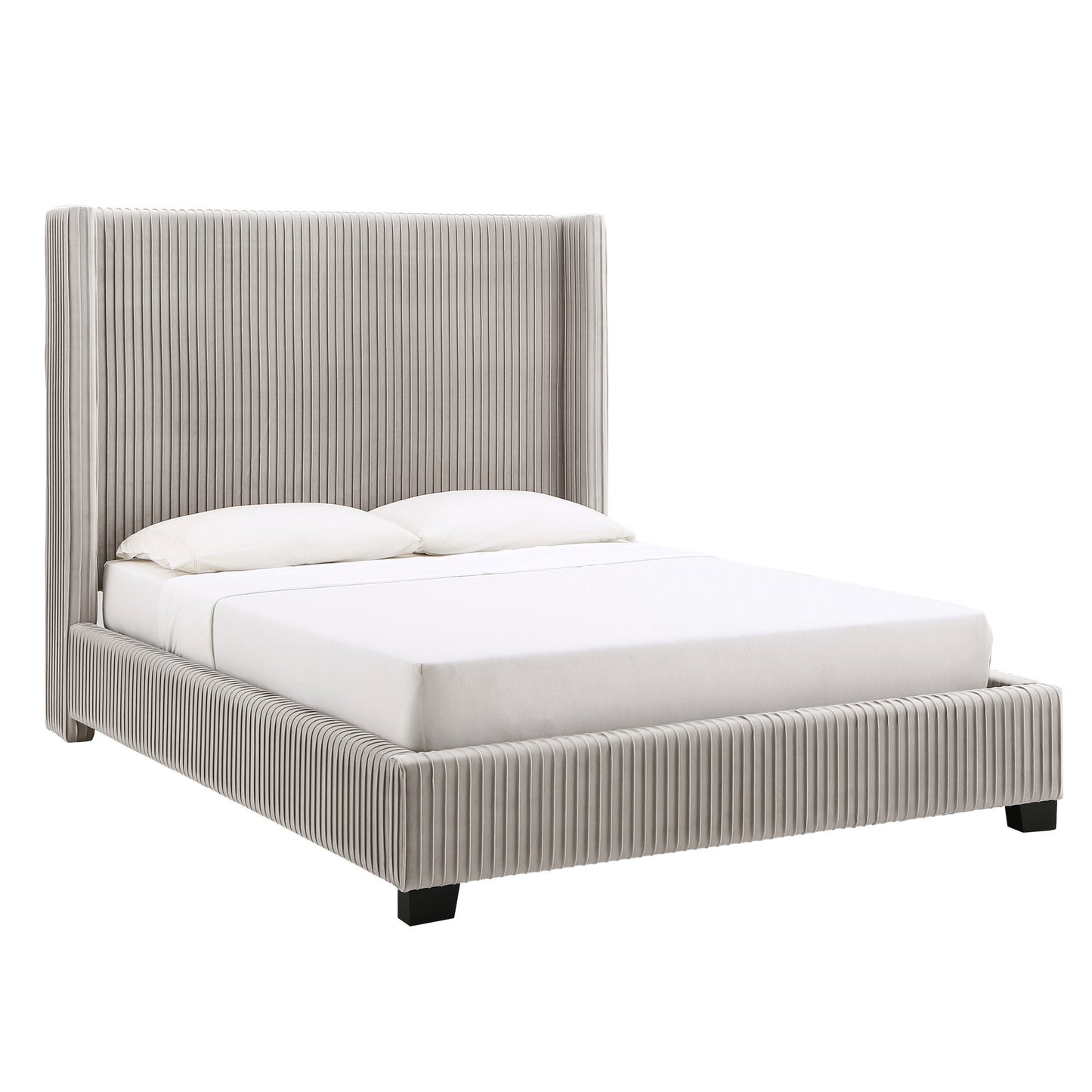 Wingback Upholstered Bed - Light Dove Gray, Queen