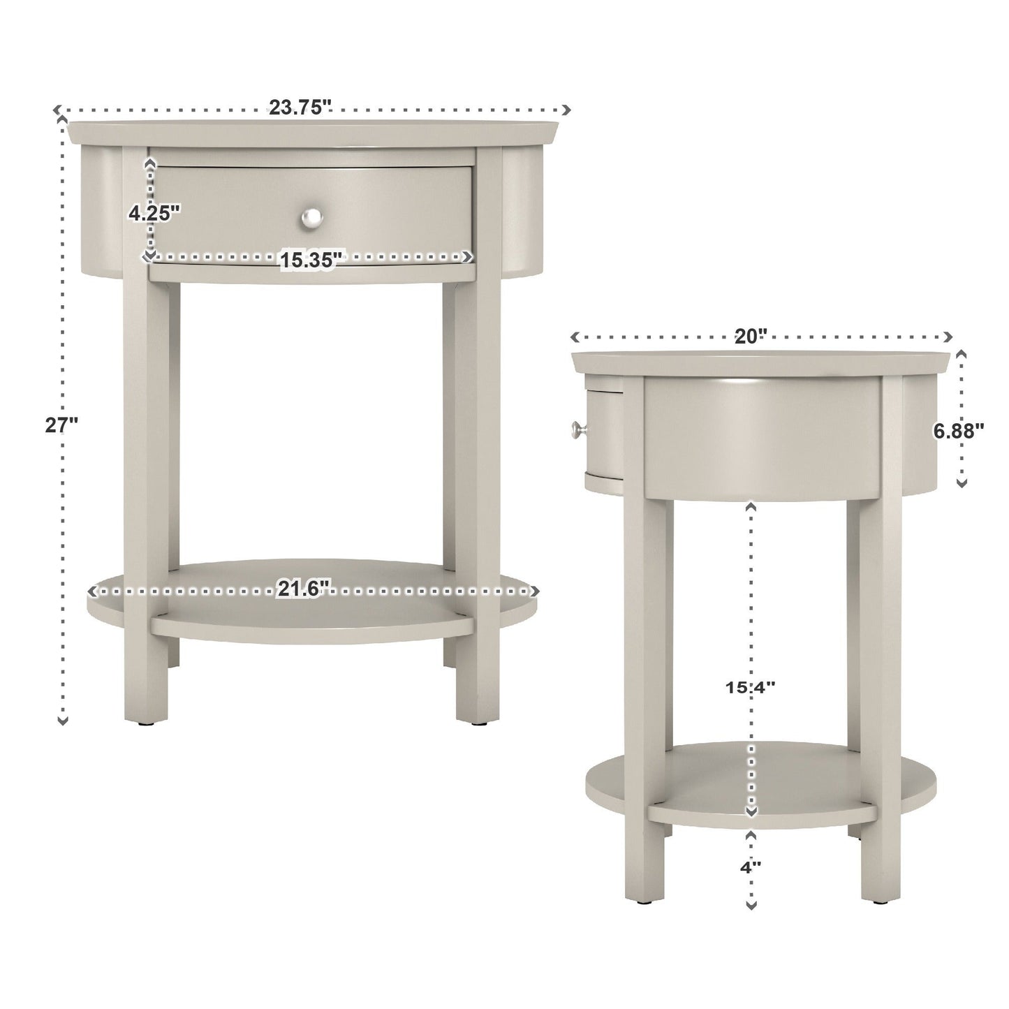 1-Drawer Oval End Table - Meadow Green