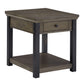 Wood Finish End Table with Built-In Outlets - Antique Gray