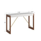 Two-Tone High Gloss White and Walnut Finish Sofa Table