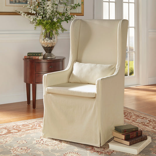 Slipcovered Wingback Parson Chair - Cream