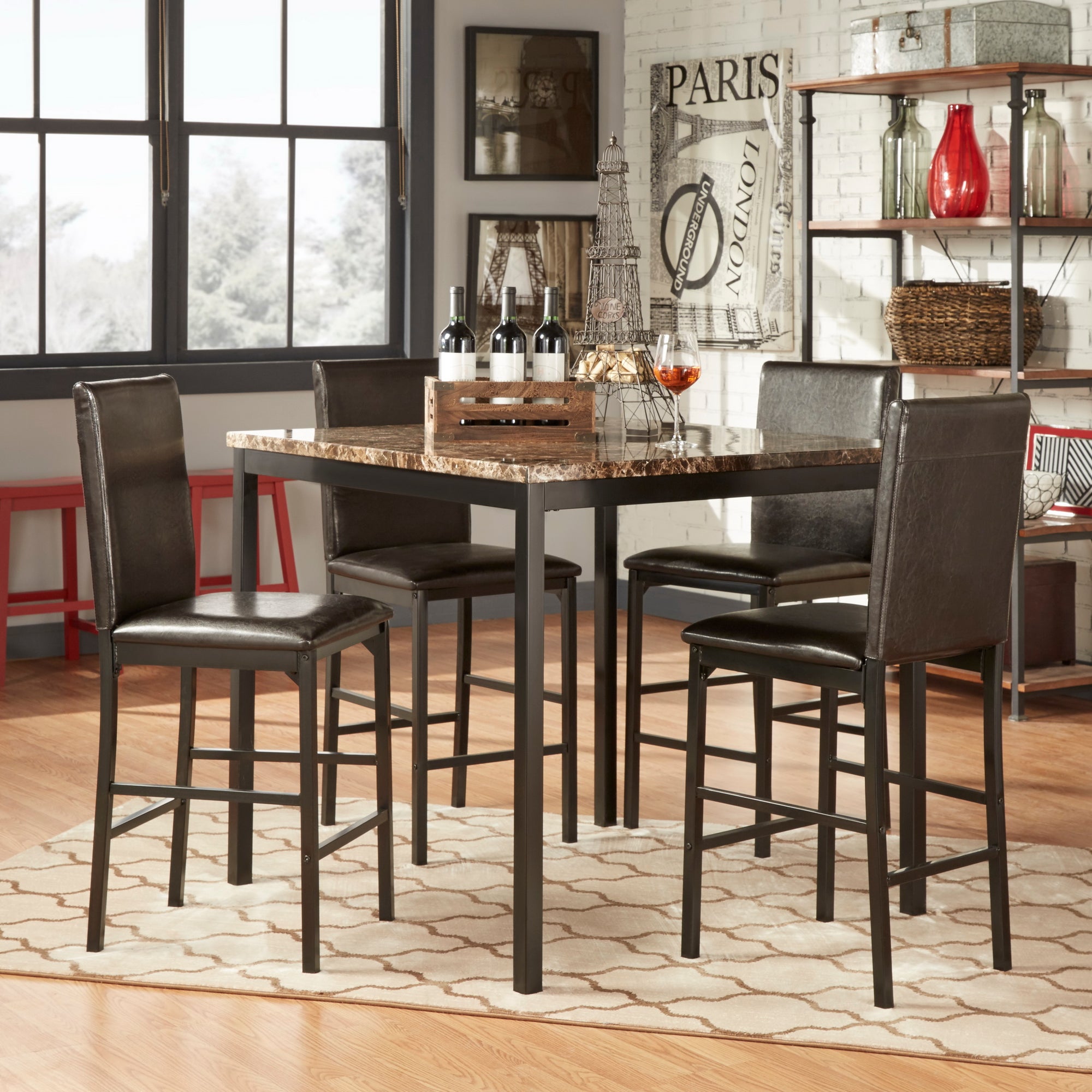 Faux Marble Counter Height 5 Piece Dining Set by iNSPIRE Q Bold