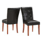 Tufted Faux Leather Dining Chairs (Set of 2) - Cherry Finish, Dark Brown Faux Leather