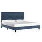 Black Finish Frame with Velvet Fabric Platform Bed - Dark Blue, King (King Size)