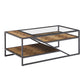 Black Metal Parquet Wood and Glass Tables - Coffee Table Only