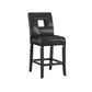 Keyhole Counter Height High Back Stools (Set of 2) - Black Faux Leather