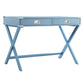 X-Base Wood Accent Campaign Writing Desk - Blue