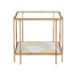 Champagne Gold Finish with Geometric Marble Pattern Glass End Table