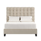 Button Tufted Linen Upholstered Platform Bed - Beige, Full