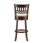 Lattice Back 29"H Swivel Bar Stool - Dark Cherry Finish, Beige Linen