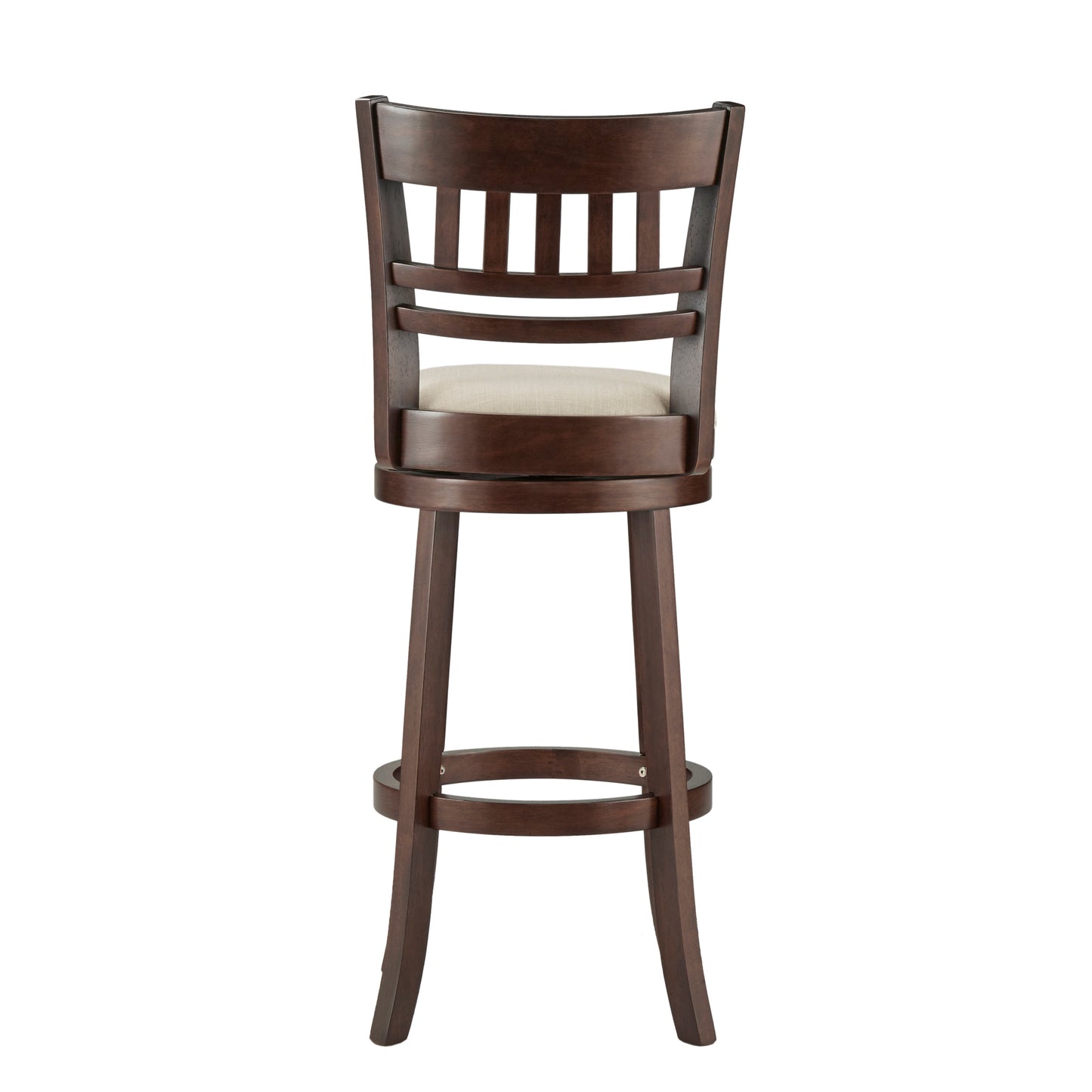 Lattice Back 29"H Swivel Bar Stool - Dark Cherry Finish, Beige Linen